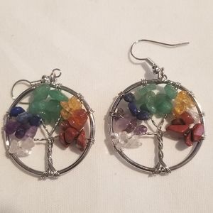 Tree of Life Chakra Gem Earrings